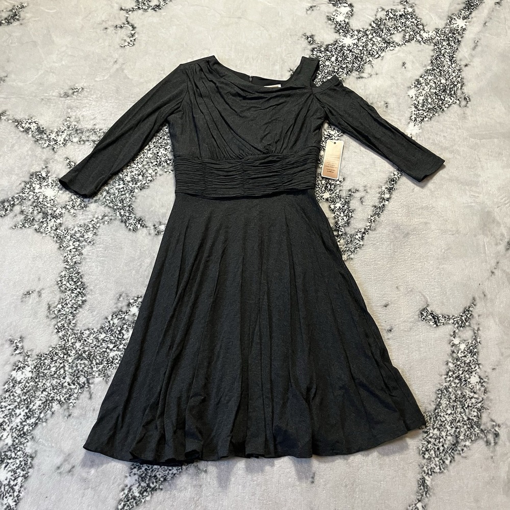 Nue by Shani Dress Womens Size 6 Grey shoulder cut-out A-line Evening